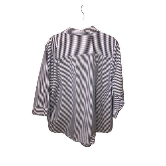 Quacker Factory Shirt Size XL Tie Front Embroidered Blue Nautical Patriotic - Picture 4 of 8